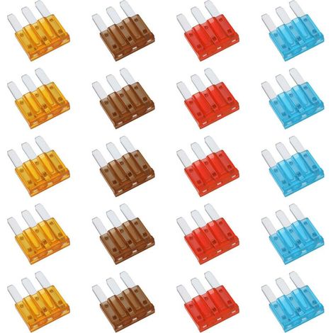 20pcs (15×14 mm) RV 5A-15 AMP APT ATR Micro 3 Broches Fusible à Insertion Micro3 Lame Fusible Assortiment Pack Kit pour Voiture Automobile Camions Éclairage Automobile (1/5)