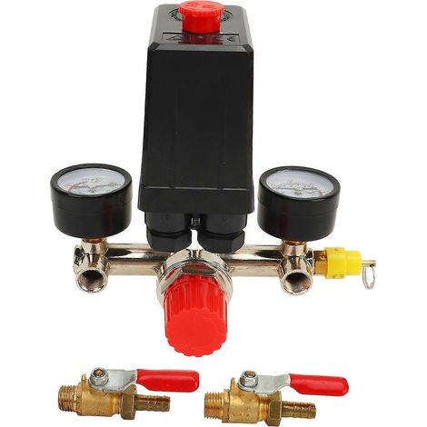 Druckschalter für Luftkompressor, Druckregler-Steuerventil 0 bis 180 PSI mit 2 Manometern