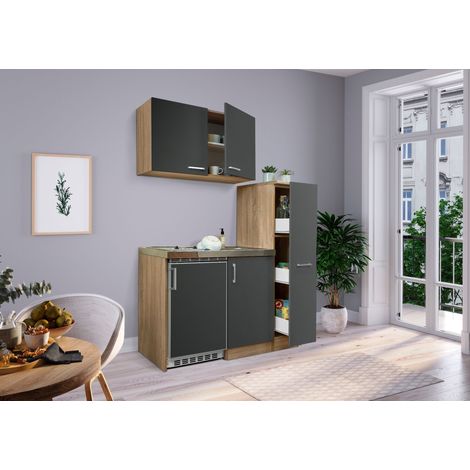 Cuisine Mini-cuisine Single Kitchenette Chêne Gris Levin 130 cm Respekta