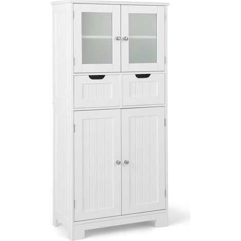 Bathroom Storage Cabinet Tall Freestanding Floor Wood Cabinet Storage Organizer (1/5)