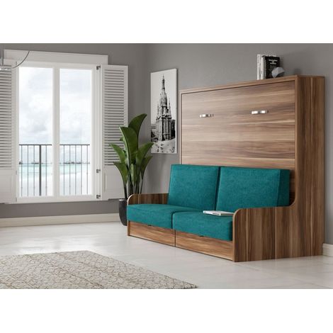 Les Tendances – Lit escamotable autoporteur 160x200 cm – Banquette premium avec coffres de rangement – Matelas mousse 18 cm – Ouverture silencieuse par vérins à gaz (1/5)
