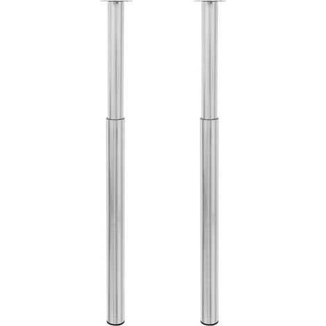 2 x Teleskopfuß Stützfuß Tischbein Edelstahl 710mm-1100mm (1/5)