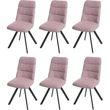 Set 6x sedie con seduta girevole HHG-595 velluto senza braccioli rosa