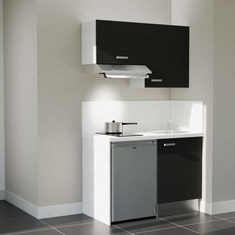 Kitchenette K01L-PT avec électroménager - 120 cm - plan stratifié, évier inox (1/5)