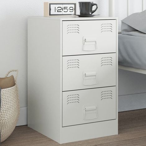 Table de chevet blanc 34,5x39x62 cm acier vidaXL (1/5)