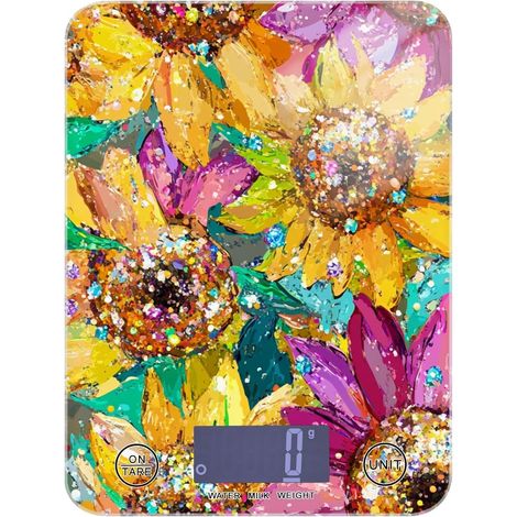 Balance de cuisine portable à motif tournesols pour voyage, 5 kg/5 g (1/5)