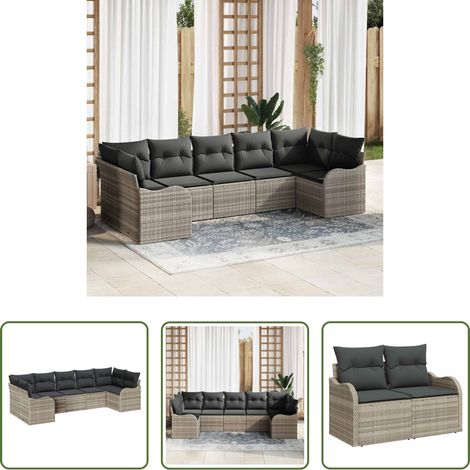 Poly-Rattan - Gartensofa-set Hellgrau Poly-Rattan (1/5)