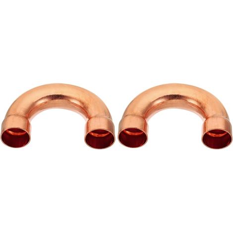 2pcs Raccord Coudé Cuivre pour Tuyaux Gaz, 25.4mm Raccord Tuyau d'Arrosage Durite Essence, Raccords Tuyauterie à Pression pour HVAC Climatisation Plomberie, Épaisseur 1mm - U Forme