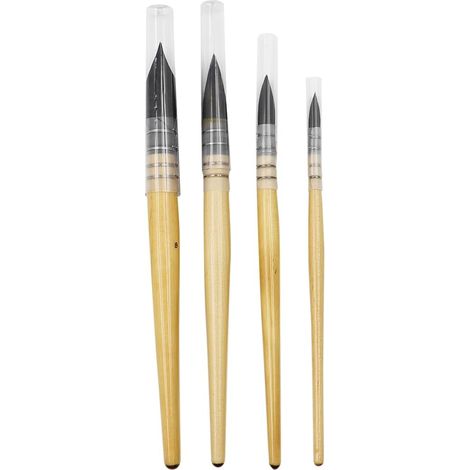 Lot de 4 pinceaux Professionnels en Poils d'écureuil pour Artiste, pinceaux Ronds et Pointus pour Aquarelle, Gouache, Peinture Acrylique (1/5)