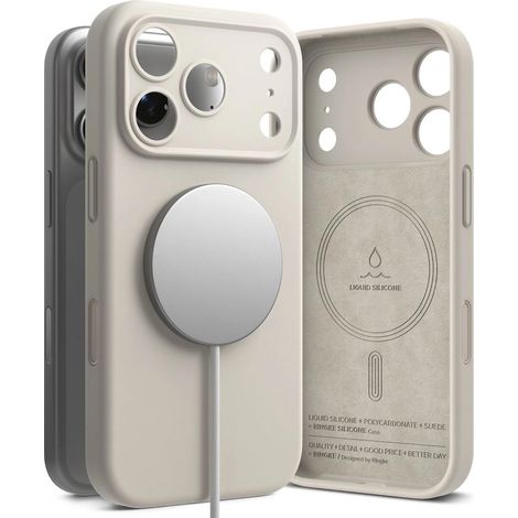 Étui magnétique MagSafe en silicone Ringke pour iPhone 17 Pro - Beige (1/5)