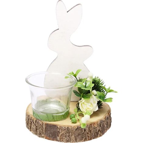 Candelabros decorativos de conejito de Pascua hechos a mano de cristal para dormitorio-C