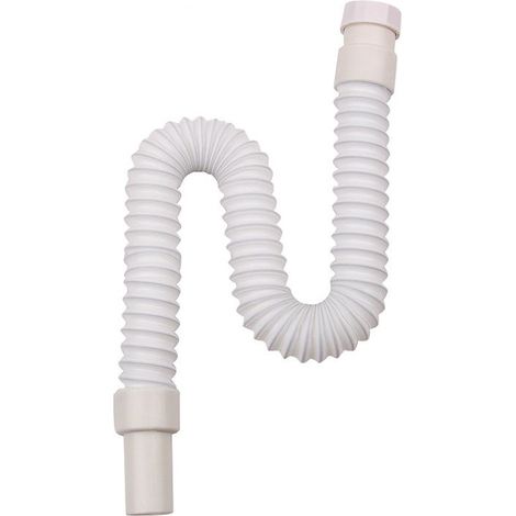 Tuyau d'évacuation flexible et extensible en forme de S - Angle de 3,8 cm - En plastique universel - Pour évier de cuisine, salle de bain, évier, lavabo, lavabo (1/3)