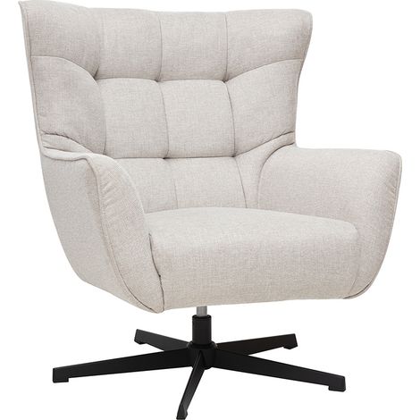 Skandinavischer drehbarer Sessel in texturiertem Samt-Effekt beige und Metall AVERY