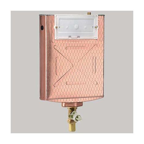 CASSETTA INCASSO RAME WC SINGOLO PULSANTE  10 LT PLACCA DI COPERTURA BIANCA     PUCCI