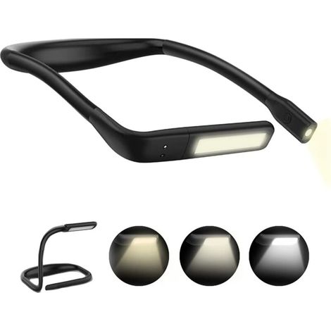 Rechargeable Neck Reading Light, 1800mAh Foldable LED Desk Lamp, Stepless Dimming & 3 Color Modes, 270° Rotation Adjustment, Ideal for Reading and Knitting B