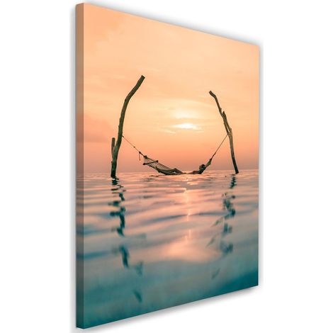 Tableau sur toile Hamac et coucher de soleil 40x60 (1/5)
