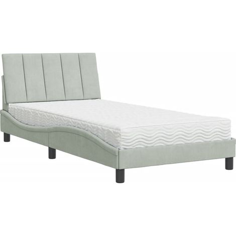 Maison Exclusive - Bett mit Matratze "Hanko" Hellgrau 100x200 cm (1/5)