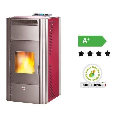 Termostufa a pellet Queen Idro 24 Bordeaux – 21,96 kW – AMG – Riscaldamento per ambienti fino a 510 m³ (1/4)