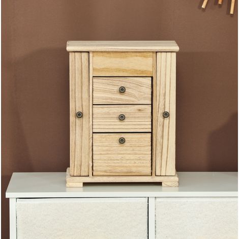 Joyero de madera con espejo 26,5x16x33,5 cm OKMYHOME (1/4)
