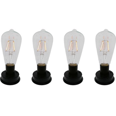 Lot de 4 ampoules solaires LED à filament de tungstène 2800K avec capteurs de lumière automatiques, veilleuses pour clôture et jardin (8,5 cm)