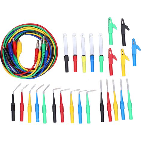 Kit de Cordons de Test Fiche Banane - 4 mm - Angles 90° 135° 180° - Pour Tests Automobiles - 30 Pièces (1/5)