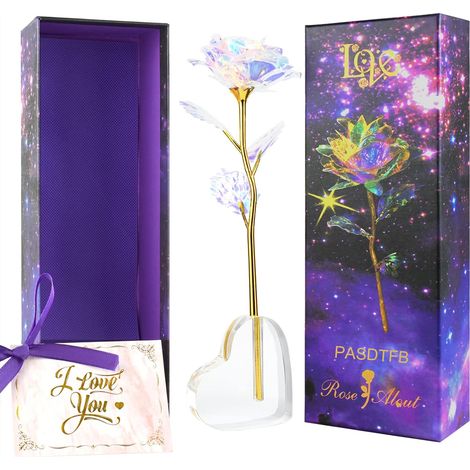 Cadeau Femme Rose Eternelle 24K Rose Plaqué Or Idee Cadeau Femme Anniversaire Fleur Eternelle Coffret Cadeau Anniversaire Maman Nounou Mamie Amie Soeur Grand Mere Couple Copine Belle Mere Mariage Noel (1/5)