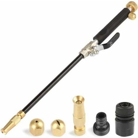 Nettoyeur haute pression Jet, buse de tuyau haute pression, lance de laveuse à pression, extrémité de tuyau d'arrosage extensible, pulvérisateur de nettoyage de vitres (Réglable + noir) (1/4)