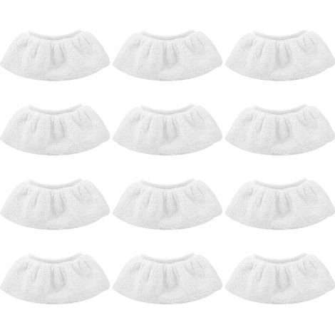 Lot de 12 lingettes nettoyantes en microfibre - Blanches - Compatibles avec la plupart des nettoyeurs vapeur (1/5)
