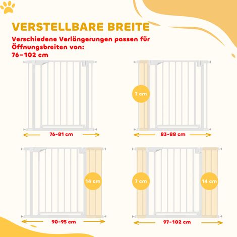 Barrière de sécurité enfant sans perçage, fermeture automatique pour cuisine et escalier, 76-102 x 76 cm, blanc (1/5)