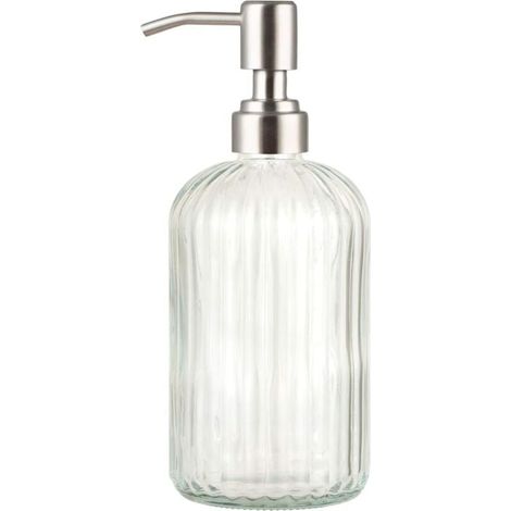 Distributeur de savon en verre transparent de 14 oz avec pompe en acier inoxydable antirouille (1/4)