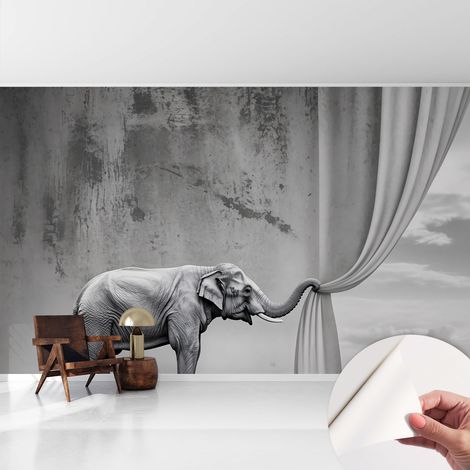 Tapete Selbstklebend - Fototapete mit Motiv - Wandtapete modern - Wanddeko Surrealistischer Elefant 416x254 cm (1/5)
