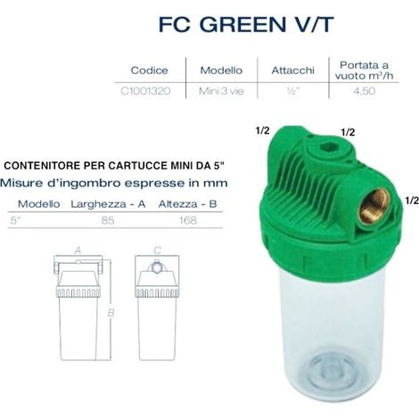 FC GREEN V/T da 1/2" Contenitore per cartucce serie plastica C1001320