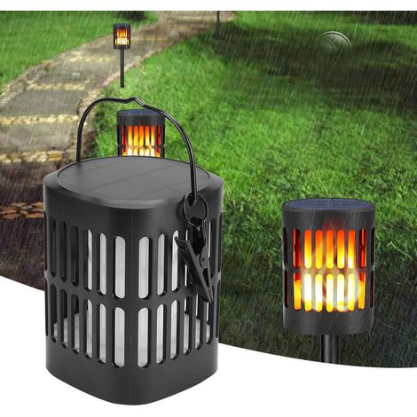 2er-Pack LED-Solarleuchten mit Flammenmotiv für den Außenbereich, wasserdicht, zum Aufhängen, Dekoration für Garten und Hof (1/5)