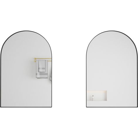 Arched Spiegelschrank aus schwarzem Metall mit verstellbaren Glasablagen 61 x 91 x 7,8 cm (1/5)
