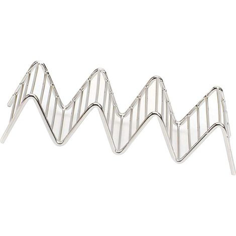 V-förmiger Taco-Halter aus Edelstahl für Maisrollen, Frühlingsrollen, Crêpes und andere Speisen. 3 bis 4 Fächer. Maße: 6,3 x 18,5 x 4,5 cm. (1/5)