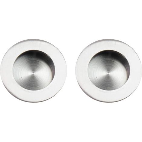 pièces - Bouton de meuble - Bouton d'armoire - Poignée de meuble - argent - rond - acier inoxydable - 65 mm - pour armoire - Bouton de tiroir - Poignée ronde en métal (1/4)