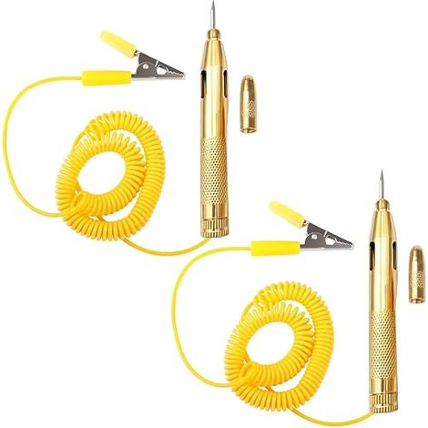 2 Pcs Car Voltage Tester 6V 12V 24V Brass with Alligator Clip and Flexible Spring Wire Phase Tester for Circuit Fuses Truck Motorcycle (1/5)