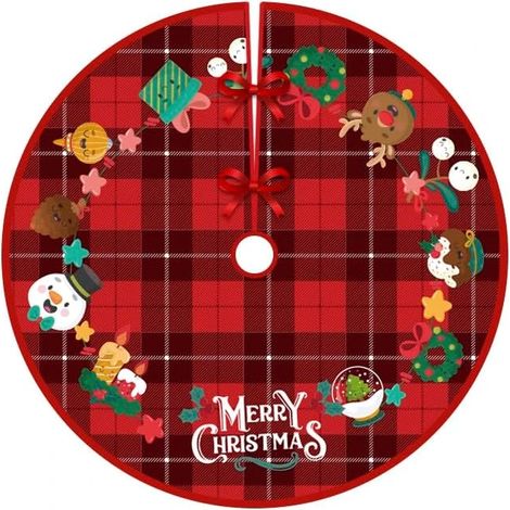 Tapis de sapin de Noël rustique à carreaux Buffalo de 91 cm (36 pouces), tapis de sapin de Noël champêtre à carreaux noirs et rouges (style 1) (1/5)