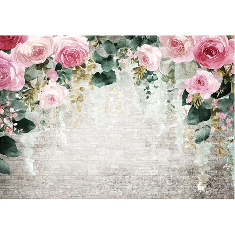 Fototapete Hängeblumen Rosen – Moderne Großformat Wandtapete 250x175 cm – Für Wohnzimmer & Schlafzimmer