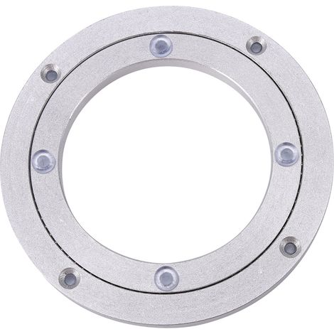 Roulement de bureau, plateau tournant universel de table ronde en alliage d'aluminium argenté, plaque à rouleaux rotative, pour la décoration de gâteaux (8 pouces diamètre intérieur : 14,5 cm diamètr (1/4)