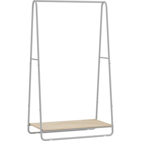Perchero de entrada 80 x 44 x 140 cm zapatero barras laterales fácil montaje moderno de metal gris 210002806 (1/5)