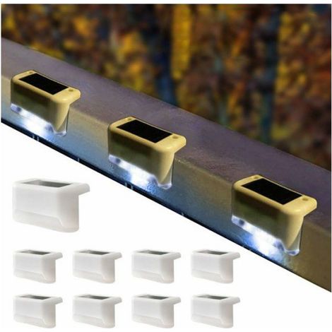 Lampes solaires sans fil d'extérieur - Lot de 8, blanches, éclairage écoénergétique, coque blanche, lumière blanche (1/2)
