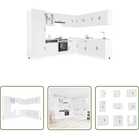 Armoires de cuisine - Ensemble d'armoires de cuisine 14 pcs Lucca bois d'ingénierie (1/5)
