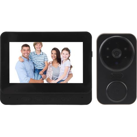 Système D'interphone Vidéo, Visiophone Intelligent 1080P, Sonnette Dingdong à Vision Nocturne Intelligente sans Fil WiFi avec Moniteur Intérieur,Vision Nocturne (1/5)