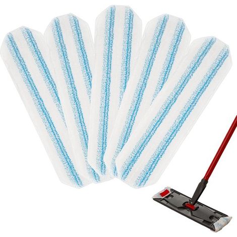 Almohadillas de microfibra para fregona - 5 unidades - Repuesto de almohadillas para fregona compatible con la fregona O Cedar H2prO - Para fregona plana O-Cedar Vileda H2PrO - Paños de limpieza en se (1/5)