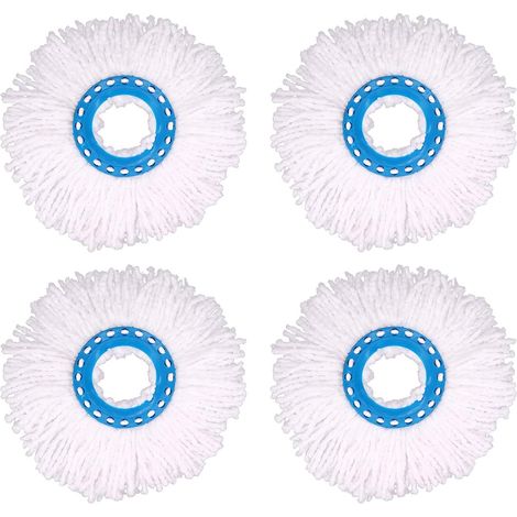 BEBUSINGOTO 4-teilige Mikrofaser-Moppköpfe, runde Ersatz-Moppköpfe, 360-Grad-Rotations-Moppköpfe für die Bodenreinigung (Durchmesser 16 cm)