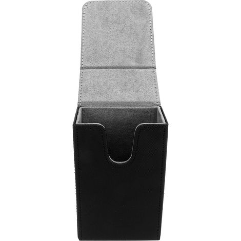 Boîte de Rangement Cuir PU pour Cartes de Tarot Grand Format, Design Ésotérique Soleil-Lune Noir (1/5)
