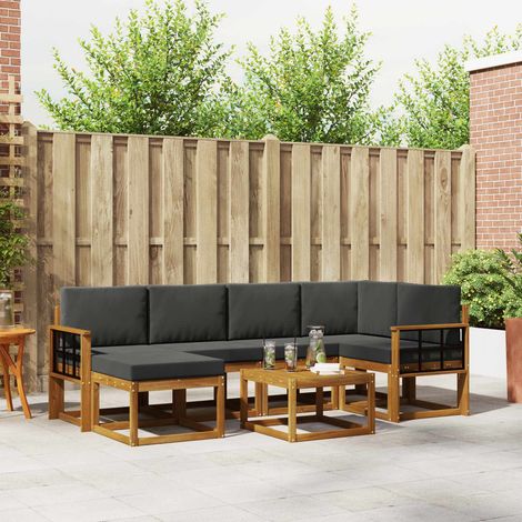 vidaXL Outdoor-Sofagarnitur mit Kissen 7 pcs Natur und Anthrazit (1/5)