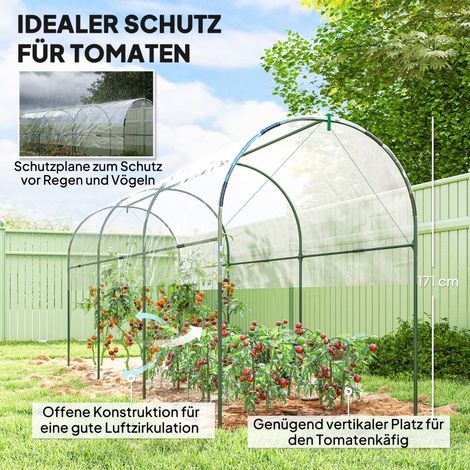 Serre transparente hivernale toit vouté 400 x 123 x 171 cm piquets fixation jardin (1/4)