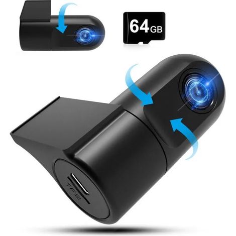 Dashcam auto double objectif 4K+1080P WIFI vision nocturne infrarouge grand angle 170°+140°, livrée carte 64Go (1/5)